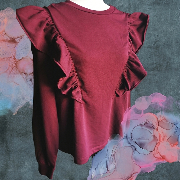 NWT VERO MODA ruffled *organic cotton* sweatshirt - Picture 1 of 4